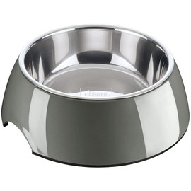 HUNTER melamine bowl, food bowl, drinking bowl for dogs and cats, removable stainless steel bowl, 350 ml, gray