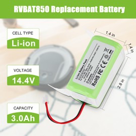 KUNLUN 3.0Ah RVBAT850 Battery for Shark Ion Robot RV1001AE R75 R85 R761 RV850 RV1000S RV1000VL RV700_N RV720_N Vacuum Battery(ONLY Fit 2-Prong Connector)