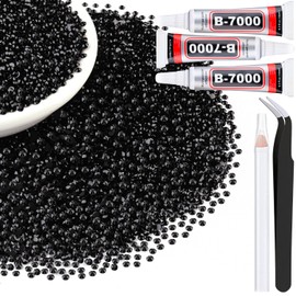 6000Pcs 3mm Resin Jelly Rhinestones with 3Pcs 10ml B7000 Jewelry Glue for Crafting, Black Flatback Gems, Bedazzling Crystal Bulk for DIY Crafts Clothing Tumblers Shoes Nail Art Fabric