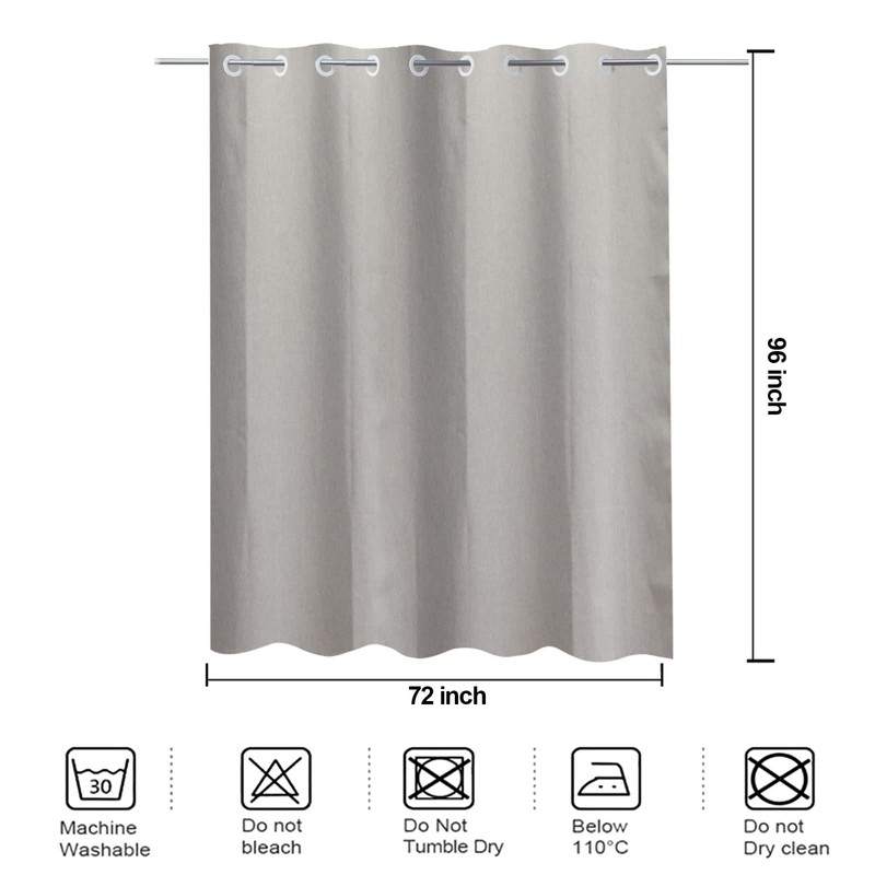 YISURE Extra Long Shower Curtain 96 Inch Linen Style, No