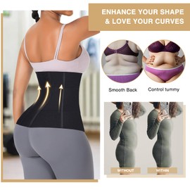 FeelinGirl Waist Trainer Wrap for Women Tummy Control 3 Segmented Sauna Belt Plus Size Underbust Latex Hourglass Body Shaper Colombianas A-black