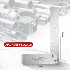 Weewooday Engineer Square Machinist Set - High Precision Steel Square for Woodworking - Wide Base, L-Type Measuring Tool(5 x 3.2 Inch)