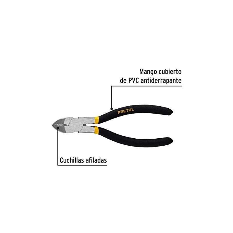 Pretul PCD-6P, Pinza de corte diagonal en acero al carbono,