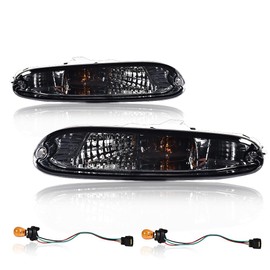 G-PLUS Front Bumper Turn Signal Lights w/Bulbs Driver and Passenger Side Compatible with Mazda MX-5 Miata 1990-1997 Halogen Smoky Lens Chrome Housing Amber Reflector 8BN151060 8BN151070
