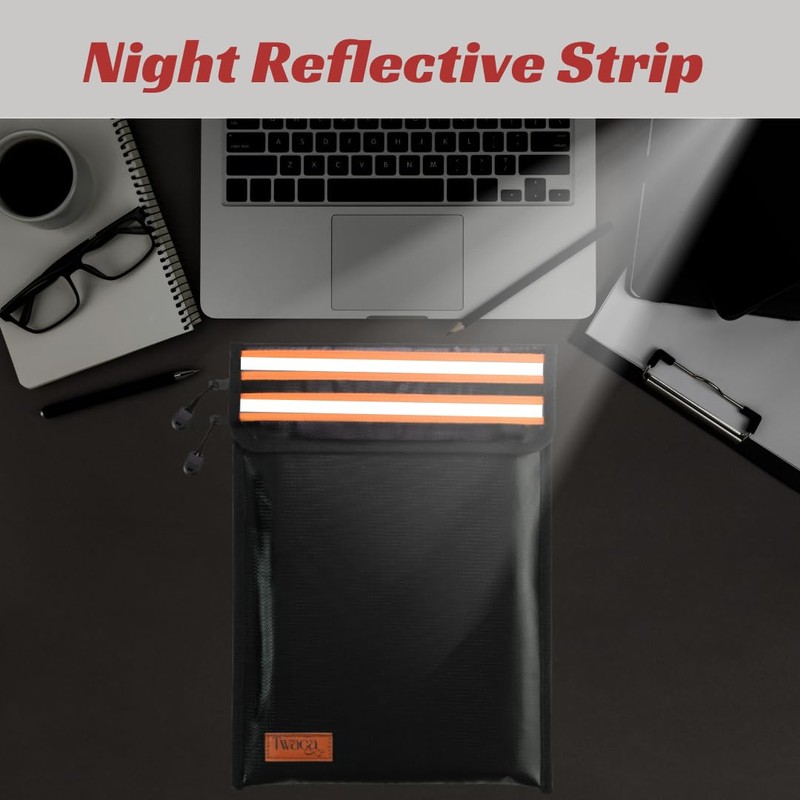 [100% Aussie Owned] Fireproof Document Bag, 2 Pockets with Night