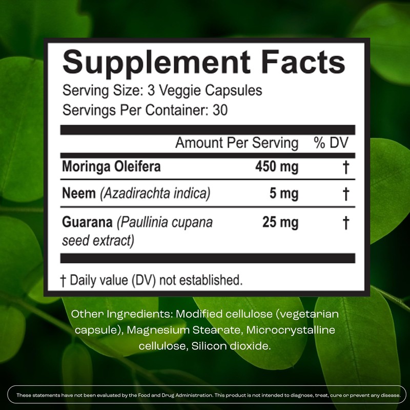 NIWALI Moringa Oleifera + Leaf Nutritional Supplement | Immune System