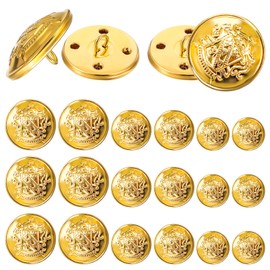 Mabor 18Pcs Gold Buttons for Blazer, Suit & Coat - Vintage Metal Brass Buttons in 18mm, 20mm & 25mm