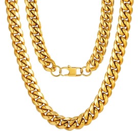 Cuban Link Chain 22inch Stainless Steel Mens Golden Necklace Mens Gifts