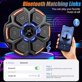 Music Boxing Machine with Gloves, Wall Mounted Smart Bluetooth Boxing Machine, Music Punching Equipment for Adults Kids Gifts, Fun Boxing Games for Home (Black)