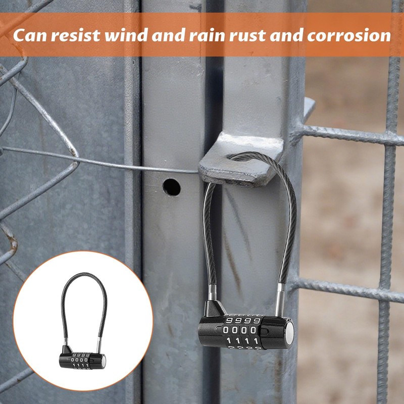 4 Digit Combination Padlock Outdoor Waterproof Steel Cable Code Padlocks