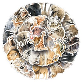 African Animals Waterproof Sticker Set Gift for Teenagers Adults 50 Pieces Animals Vinyl Sticker Decoration for Car Motorcycles Bicycle Skateboard Snowboard Luggage Laptop Scrapbook Car Suitcase
