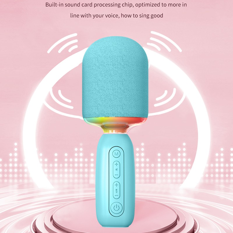 Handheld Karaoke Mic with RGB Light Support Memory Card Portable