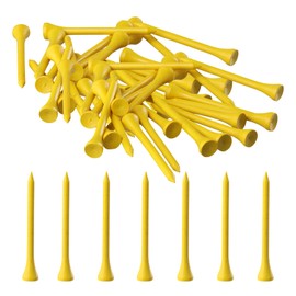 PTJJXA Premium Wooden Golf Tee, Pack of 100 White Golf Tees, 70 mm Bamboo Golf Tees, Ecological Through Wooden Tees (Yellow)