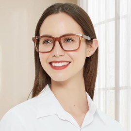 WEMOOTANTS High Magnification Power Reading Glasses 4.0 for Women Square Readers 100 125 150 175 200 225 250 275 300 350 400 500 600 (Crystal Brown 4.00)