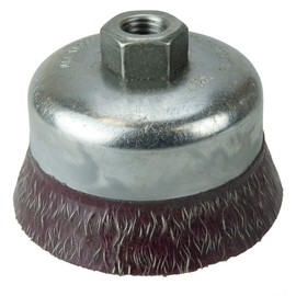Weiler 35186 4" Polyflex Encapsulated Crimped Wire Cup Brush, 0.020" Steel Fill, 5/8"-11 UNC Nut, Made in The USA