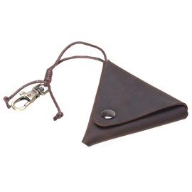 GoodsLand GD-TRICOIN-BR Triangular Leather Coin Purse, Genuine Leather, Coin Purse, Stylish, Men's, Women's, Keychain, Nascan, Braun