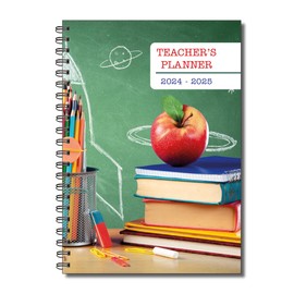 Cherry 2024-2025 Teacher's Planner | A5 Spiral Bound | Weekly Lesson Plans, Attendance, Grades & More | 120 Pages | Durable & Practicle Design | Apple Cover