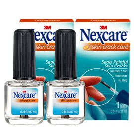 Nexcare Skin Crack Care, Waterproof No-Sting Liquid Bandage for Cracked Fingertips and Dry Hands, Fast-Drying 0.24 fl oz Bottle (Pack of 2)
