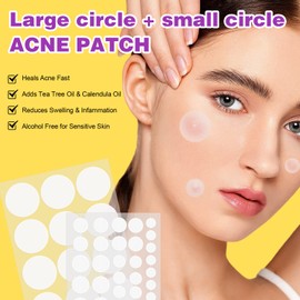 Oval geformte unsichtbare Akne -Pickelflecken, mikronedle Hydrokolloid -Akne -Pickelflecken, Akne -Flecken, Fleckfleck, Schönheits- und Fehlerbehandlung, Pickel Patch (192 Runden)