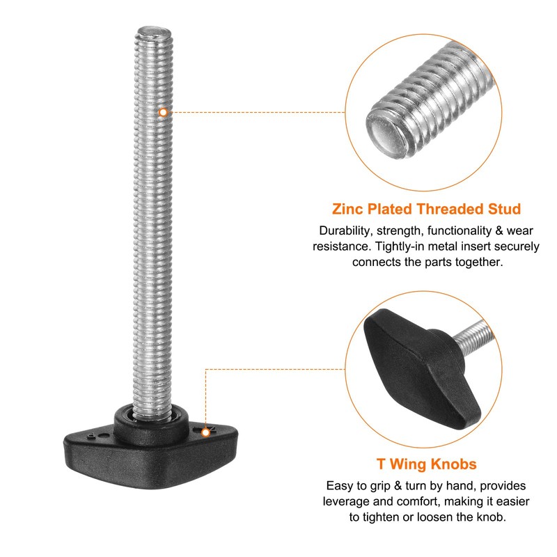 HARFINGTON 4pcs Tee Wing Knobs Thumb Screws M8 x 70mm