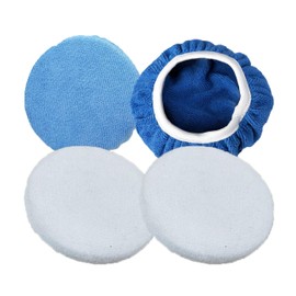 LXQTAO Deluxe Car Polisher Pad Bonnet - Comprehensive 9 to 10 Inch Car Waxing Cloth Set – Coral Fleece Polishing Cloth Set, Premium Buffing Pads for Efficient Auto Body Repair (4 Sets)