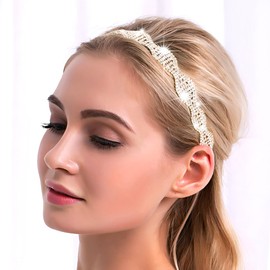Fdesigner Wedding Gold Crystal Headband Bride Rhinestone Head Chain Jewelry Sparkly Headpiece Women Prom Hair Accessories (Gold)
