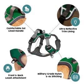 Embark Urban Dog Harness, No-Pull Reflective Trim Dog Harness for Small, Medium & Large Dogs - Military Grade Nylon, 2 Leash Clips & Gel Lined Handle. Soft & Padded Puppy Dog Vest for Any Breed