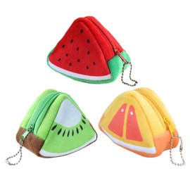 Hsthe Sea 3 Pieces Mini Purses Set, Cute Kawaii Coin Bags, Mini Plush Purses with Zipper in Animal and Fruit Design, Adorable Cosmetic Bag for Women, Ideal for Teen Girls
