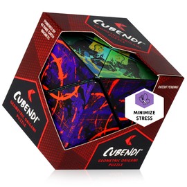 CUBENDI Geometric Origami Puzzle - Infinity Fidget Cube for Adults, Kids & Teens – Mesmerizing & Magnetic Shape Shifting Box w/48 Rare Earth Magnets - by Fun in Motion Toys (Ring)