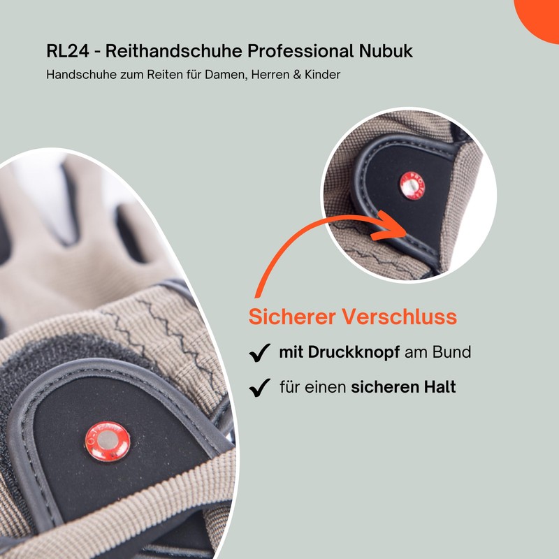 HKM by Reiterladen24 Professional Riding Gloves, Nubuck Imitation Leather, XS