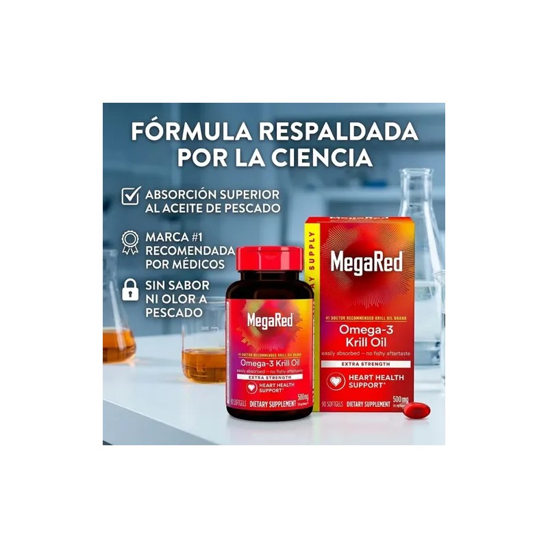 Aceite De Kril Omega 3 Megared Extra Strength 90 Cáps