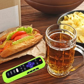 2 Pack Remote Case Battery Cover for TCL Roku Smart TV Steaming Stick Remote, Silicone Protective Controller Universal Sleeve Skin Glow in The Dark Green Purple