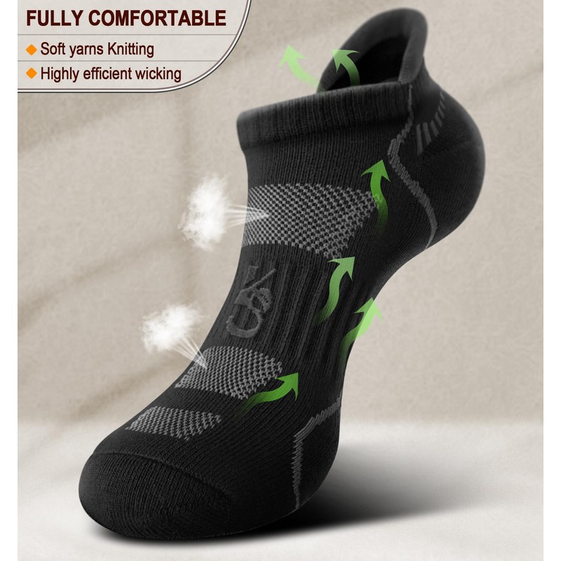 KEMISANT Mens Running Socks, Athletic Ankle Socks for Men Full