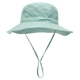YANWANG Baby Children's Adjustable Bucket Sun Hat, UPF 50+ Sun Protection, Beach Hat for Toddlers, Boys, Girls, blue-green