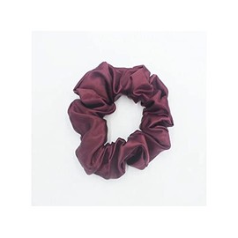 100% 22M Mulberry Silk Hair Scrunchie Hair Ties Skinny and Puffy Size (Puffy, Red)