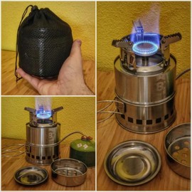 Bestargot Hobo Stove - Stainless Steel Wood Stove and Gas Camping Stove, Mini Outdoor Oven for Camping, Survival and Bushcraft