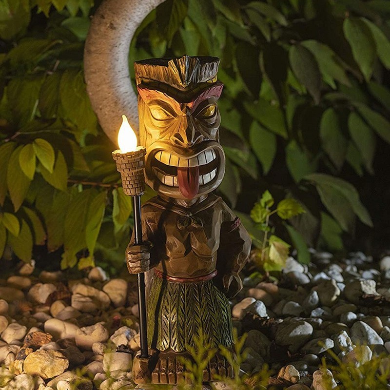 Solar Garden Outdoor Light Torch Figurine Warm Light Landscape Ground