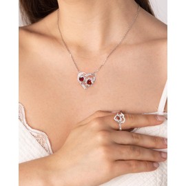 925-Sterling-Silver Anxiety Fidget Necklace for Women – Adjustable Spinner Pendant Necklaces with Rotatable Heart-Shaped CZ, Perfect Christmas Jewelry Gift for Wife Lover for Stress Relief Relaxation