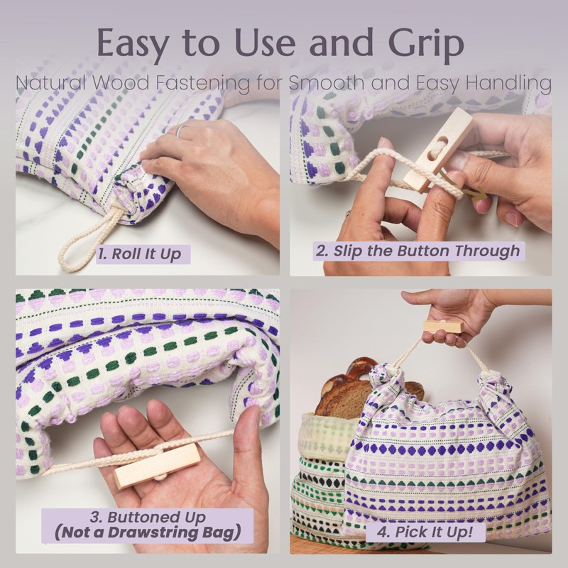 JACYAO'S Reusable Beeswax Bread Bags for Homemade Sourdough, 2 Pack