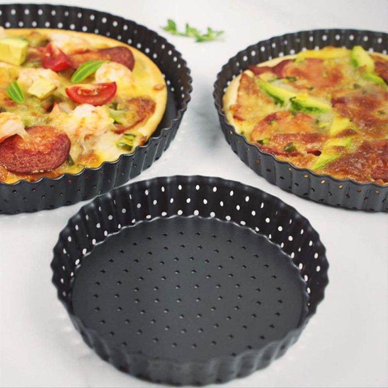 QANYEGN Carbon Steel Pizza Mold Tray, Round Pizza Tray for
