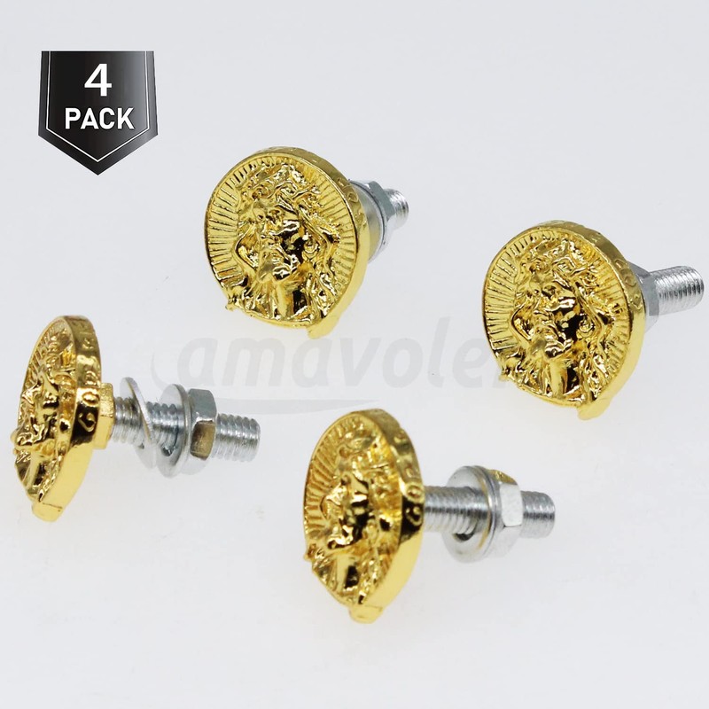 License Plate Bolts, 4 pcs Universal Jesus Style Stainless Steel