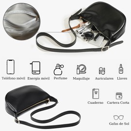 Bolsas Crossbody para Mujer Cruzado-Bolso Bandolera PU Bolsas de Hombro Gran Capacidad Bolso de Moda Impermeables Correas Ajustables de Viaje-Riñonera, Cruzada Bolso de Pecho con Bolsillos Cremallera