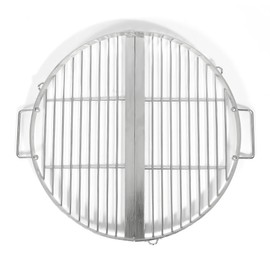 Lineslife Fire Pit Grill Cooking Grate Portable, Stainless Steel Folding Round Firepit Grill Rack with Handles, Outdoor Campfire BBQ Grill for Camping Picnic Gathering, Silver 31.5“