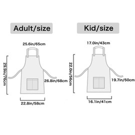 YOLOPARK Simple Parent and Child Apron, Comfortable Cotton Apron with Pocket for Painting Cooking Artist Chef, Pack of 2 (Black Plaid)…