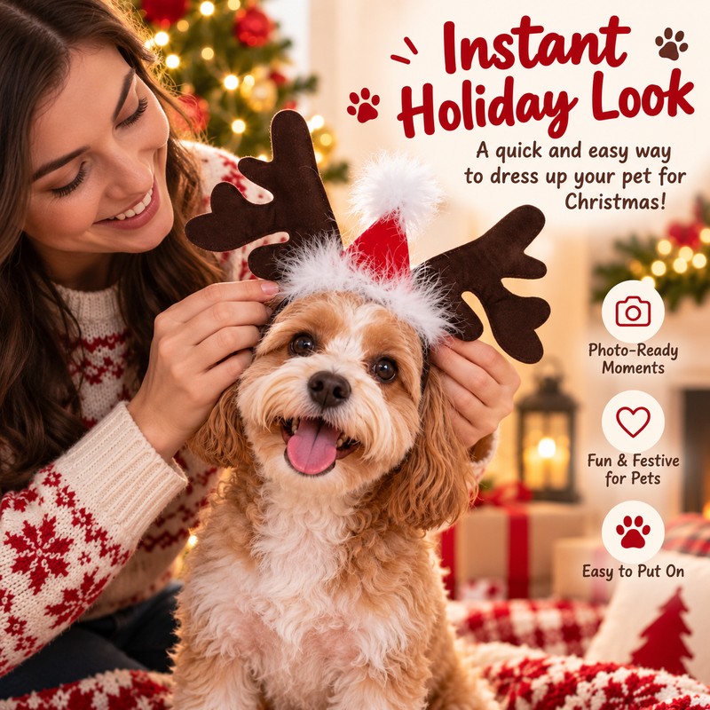 Reindeer Antler Pet Headband for Dogs & Cats – Christmas