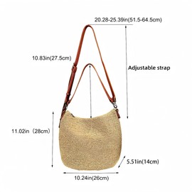 Eiyye Hobo Shoulder Bag Crochet Crossbody Bags for Women Handmade Boho Purse Large Handbag for Summer, Beach, Travel & Everyday Use (Khaki)