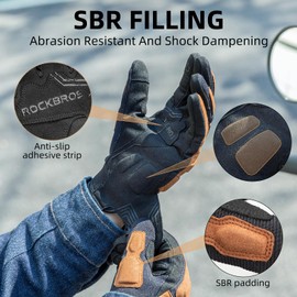 ROCKBROS Motorcycle Gloves for Men Women SBR Palm Padded Mountain Bike Gloves Full Finger PowerSport Gloves Screen Touchable Motorcycle Gloves for Motorcycle Bike
