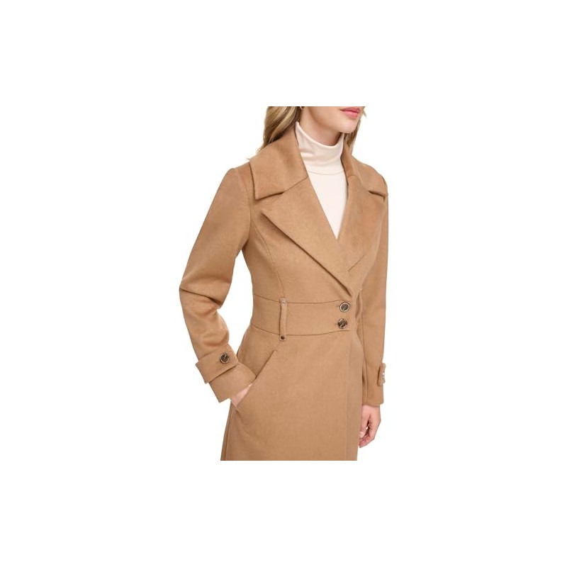 Kenneth Cole Women's Solid Blend Trench Coat, Wool Camel, Large