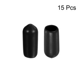 QUARKZMAN Pack of 15 Rubber End Caps 7 mm ID Rubber Caps Rubber Plugs Round Protective Caps Protective Cover End Tips Dust Protection for Wire Cable Thread Bolts Screws Pourer Black