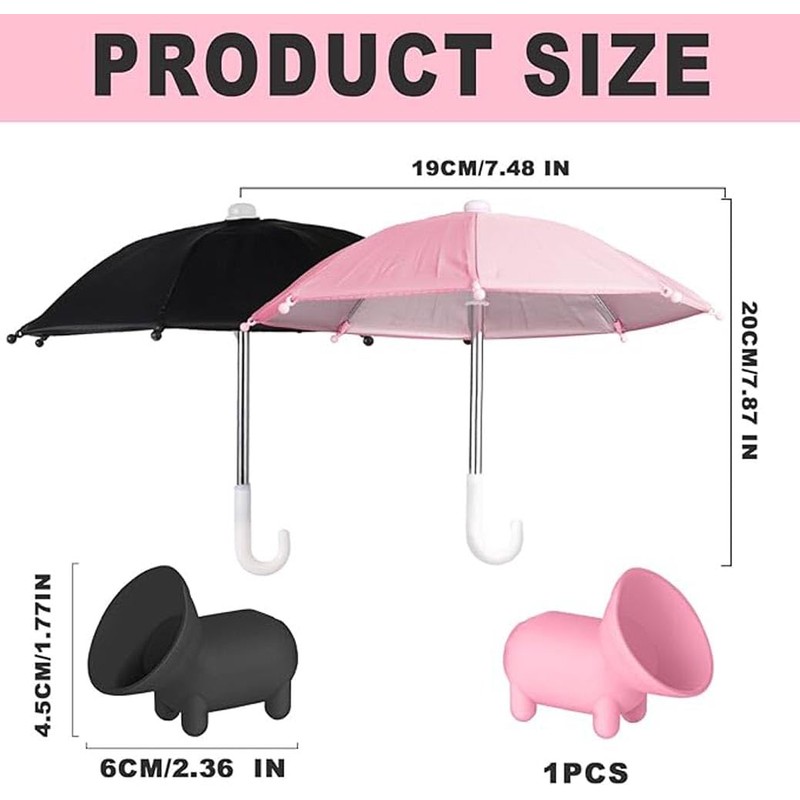 NT-ling 2pcs Cell Phone Umbrella,Outdoor Multi-Function Cute Phone Sunshade Umbrellas
